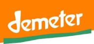 demeter-logo kvit tekst på oransje bunn